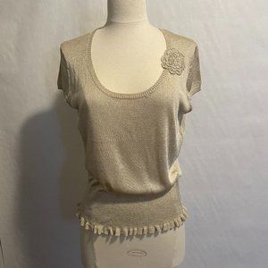 Banana Republic Cap Sleeve Gold Sweater Women's Large